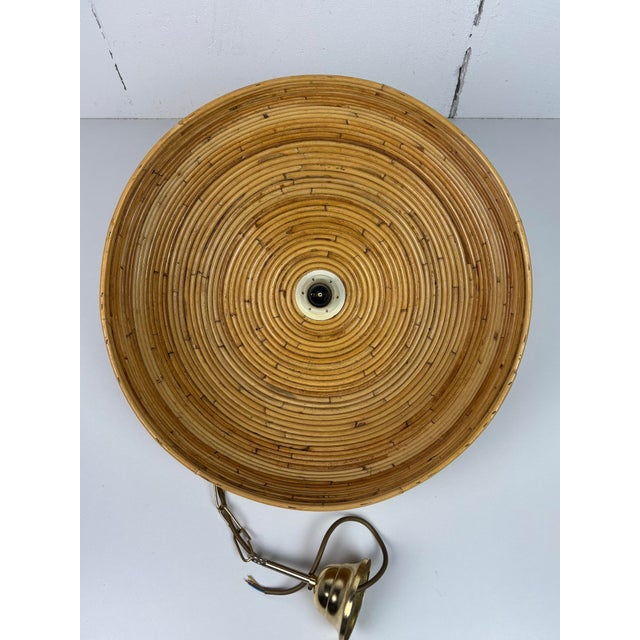Mid-Century Pencil Reed, Rattan, Bamboo and Brass Pendant, Italy, 1970s For Sale - Image 9 of 11