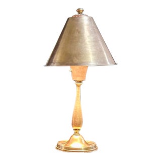 Tapered Brass Shade and Turned Brass Base, Decorative Top, Table Lamp in the Style of New York’s Public Library’s Quiet Room, 1945 For Sale