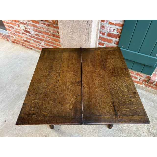 Antique English Game Table Flip Top Victorian Oak C1880 Mahjong Square Table For Sale - Image 11 of 18