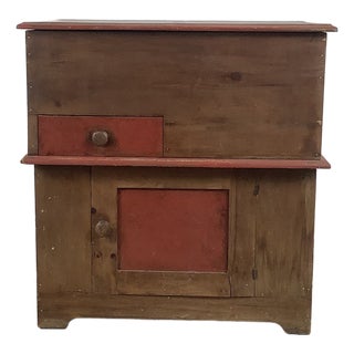 Antique American Primitive Painted Pine Farmhouse Cabinet For Sale