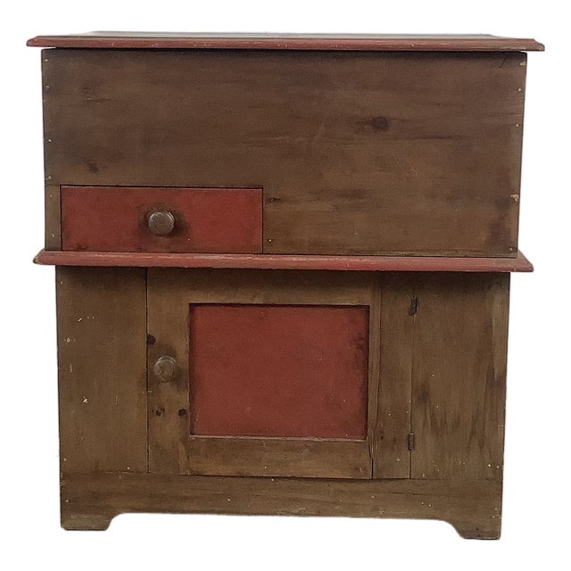 Antique American Primitive Painted Pine Farmhouse Cabinet For Sale
