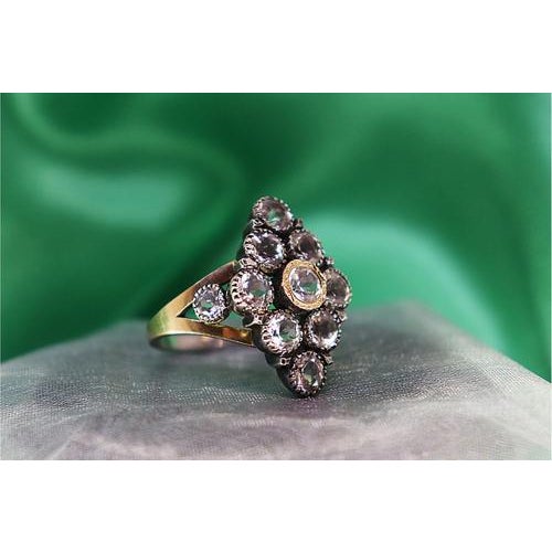 Gold Gold and Silver Ring with Inlaid Zirconias For Sale - Image 8 of 8