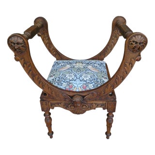 Antique Italian Carved Fruitwood Angel Stool, 1830 For Sale