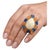 Bochic “Capri” Vintage Fire Opal, Kyanite & Diamond Cocktail Ring - 18K Gold & S For Sale - Image 9 of 13