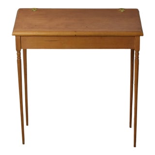 Primitive Style Oak Slant Front Desk Sheraton Style Federal Style For Sale