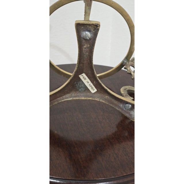 Brass Mid 20th Century Large Vintage Brass Dragon Crystal Ball Stand - Korea Made For Sale - Image 8 of 8