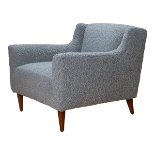 Mid-Century Club Chair in Faux Lambswool For Sale