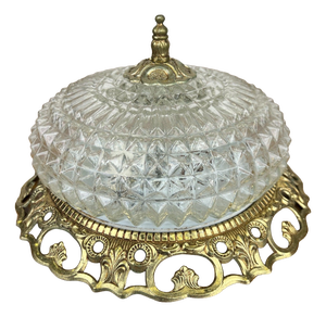 Vintage French Ceiling Lamp in Cut Glass