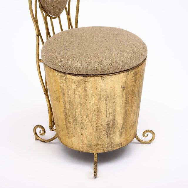 Italian Mid-Century Gilt Wrought Iron Vanity Chair For Sale - Image 9 of 9