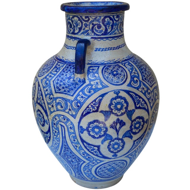 Early 20th Century Blue Vase W/ Andalusian Motif For Sale - Image 5 of 11
