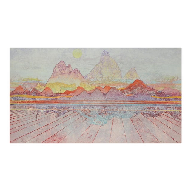 1985 Walter Crump Abstract Landscape Collograph Print For Sale