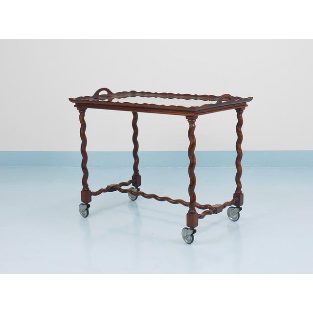 Vintage Italian Barley Twist Bar Cart Serving Trolley, Italy, 1920s For Sale - Image 6 of 18
