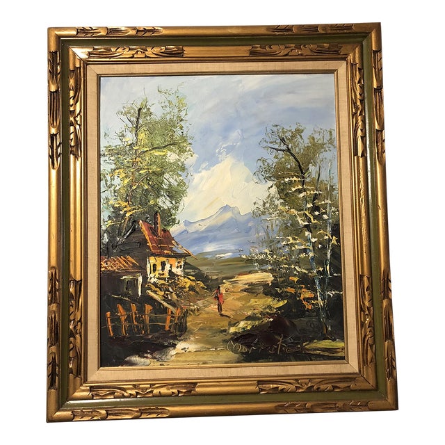 1997 Impasto Alpine Cabin Mountain Landscape Oil Painting by Morris Katz For Sale