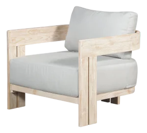 Paradiso Outdoor Solid Teak Wood Chair Natural Look - Light Grey Fabric