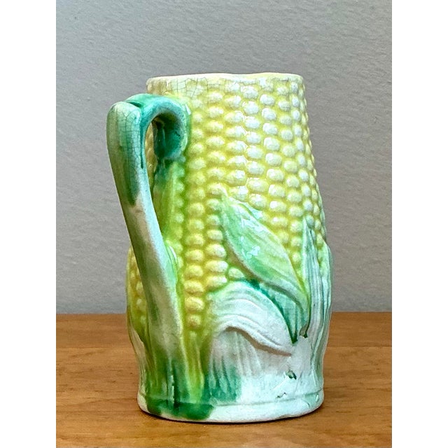 Vintage German Majolica Corn Cream Pitcher For Sale - Image 10 of 12