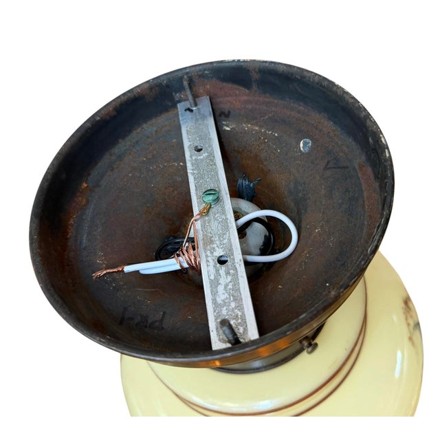 1930s 1930s Art Deco Ceiling Light Fixture With Painted Bird and Flower Motif For Sale - Image 5 of 10