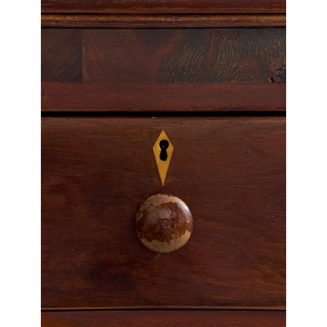 Wood The Vintage Early American Mahogany Dresser With Inlay Detailing For Sale - Image 7 of 12