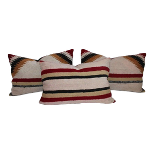 1930s Hand Woven Saddle Blanket Pillows- Set of 3