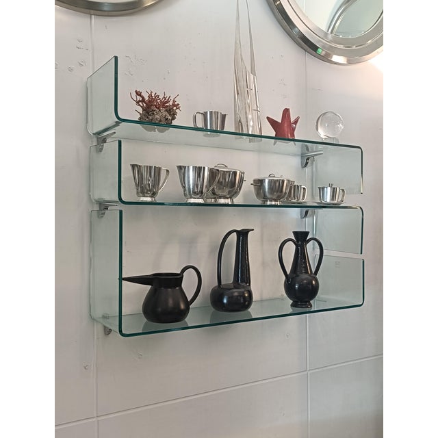Glass Babila Shelves by Luca Casini for Fiam, Italy, 1990s, Set of 3 For Sale - Image 11 of 12