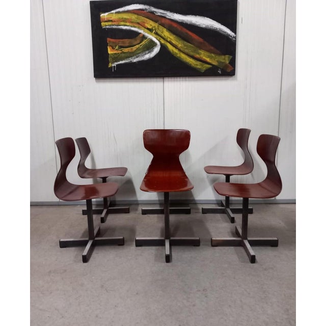 Mid-Century Modern Pagholz Chairs with Molded Plywood Seats and Steel Bases, 1960s, Set of 6 For Sale - Image 7 of 11