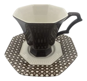 1980s Cane Brown Cup & Saucer Independence Ironstone Japan Interpace