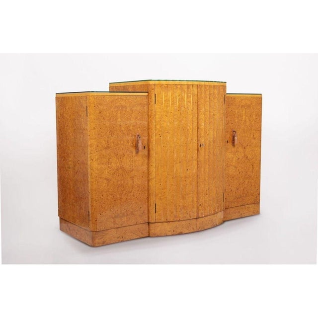 Art Deco Exceptional Antique Art Deco Maple Wood Bar Cabinet or Sideboard 1930s For Sale - Image 3 of 12