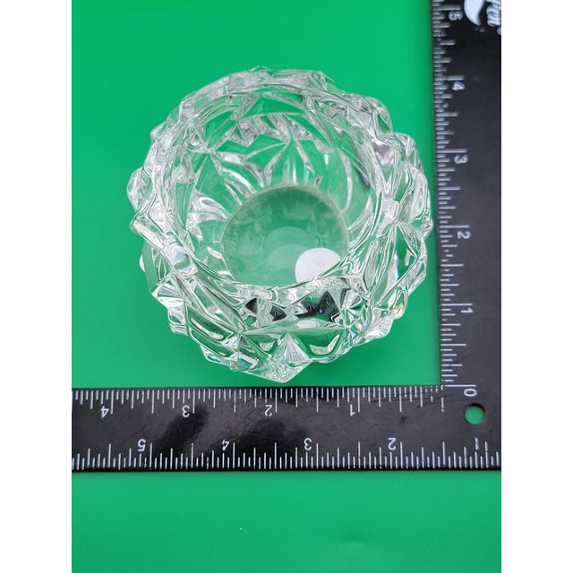 Tiffany and Co. Late 20th Century Tiffany & Co Candle Holder Rock Hand Cut Crystal Pattern Votive Tea Light 3"H For Sale - Image 4 of 12