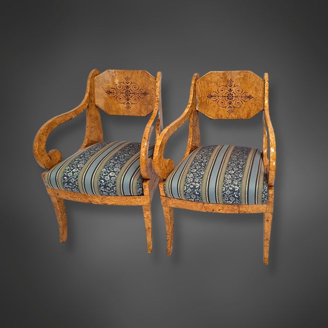 Biedermeier Russian Baltic Armchairs in Curly Birch, 1835, Set of 4 For Sale - Image 16 of 18