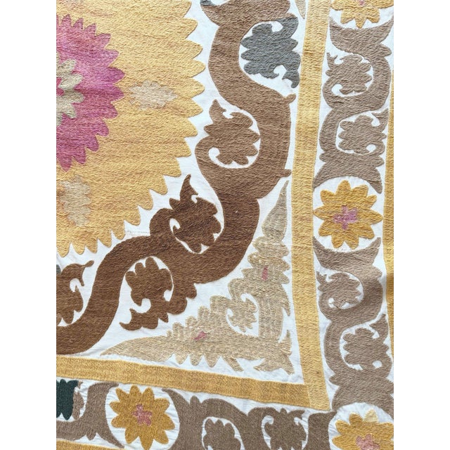 Suzani Tribal Textile - Terracotta Uzbek Tablecloth For Sale - Image 4 of 7