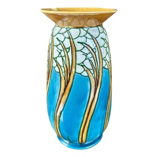 Art Nouveau Secessionist Tube-Lined Ceramic Vase from Minton, 1890s For Sale