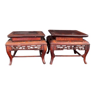 Pair of Vintage Chinese Elevated Rosewood Stands For Sale