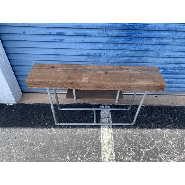 Wood Vintage Industrial Foyer/ Console Table For Sale - Image 7 of 10