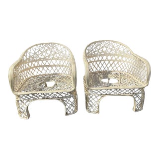 1970s Vintage Spun Fiberglass Patio Arm Chairs - a Pair For Sale