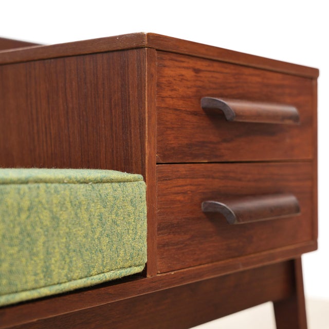 Mid 20th Century Entryway Bench in Teak & Green For Sale - Image 10 of 10