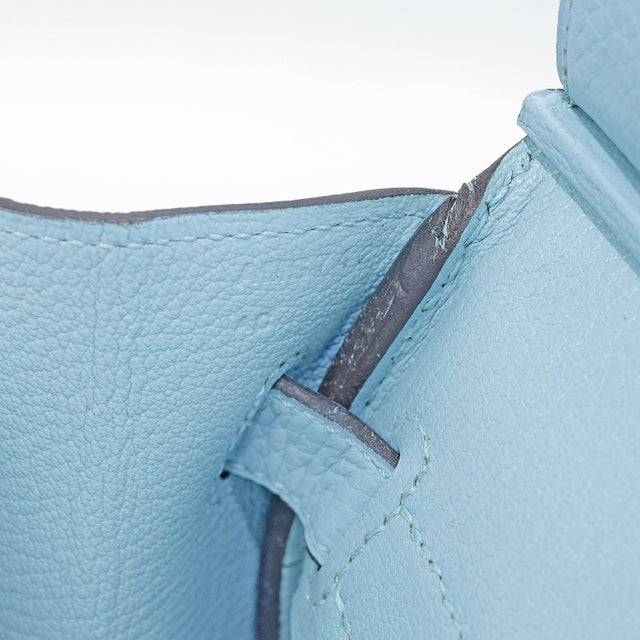Hermès Hermès Birkin 30 Bleu Atoll Togo Palladium Hardware 2017 For Sale - Image 4 of 9