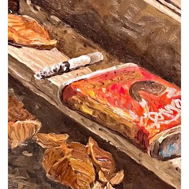 Robert Sarsony, Vintage Americana Oil Painting, "Paper Box" Robert Sarsony, Aca Gallery For Sale - Image 4 of 11