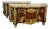 Antique Louis XVI Style of Mahogany, Fruitwood Marquetry & Gilt Bronze Mounted Commodes after the Original by Jean-Henri Riesener, 1900s, Set of 2 For Sale