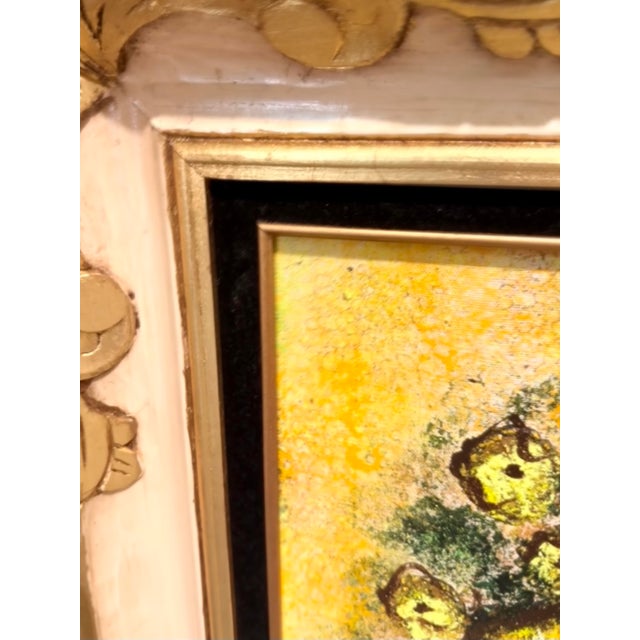 Monumental Mid-Century Impasto Floral Painting in Original Solid Carved Wood Hollywood Regency Frame For Sale - Image 11 of 12