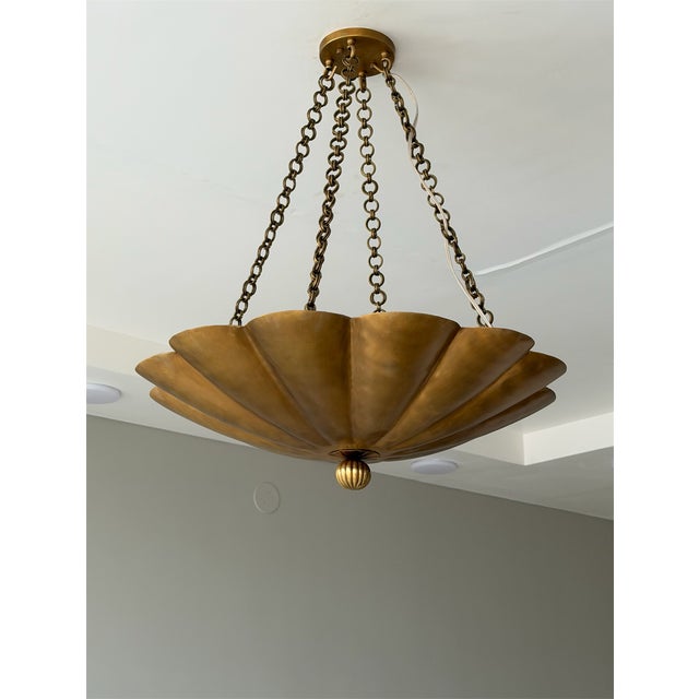 Handmade European Style Pure Brass Scalloped Pendant Light. For Sale - Image 4 of 10
