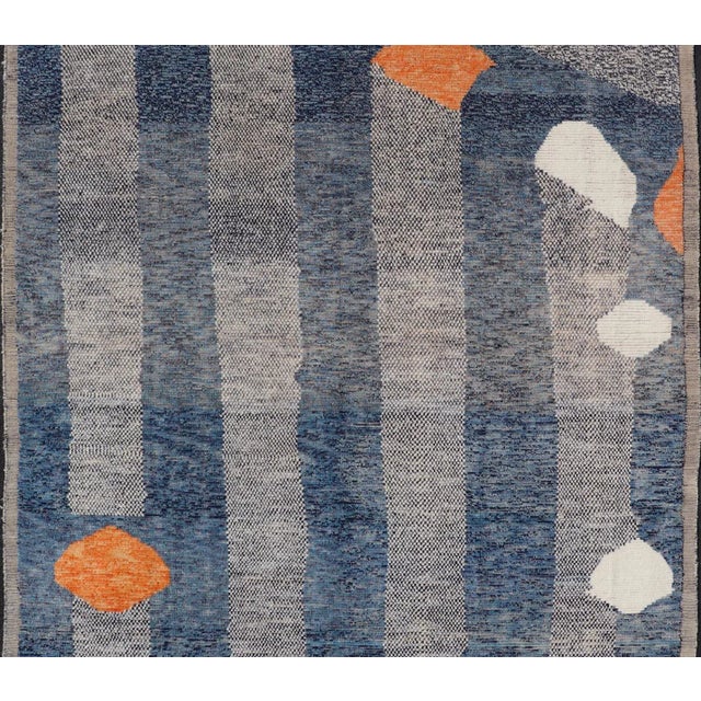 Textile Modern Piled Rug by Keivan Woven Arts in Blue's With Abstract Design 9'6 X 11'3 For Sale - Image 7 of 12