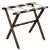 Transitional Dark Walnut Wood Straight Leg Luggage Rack with 4 Sand Stripe Straps For Sale - Image 3 of 3