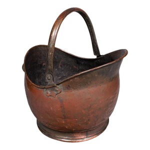 Vintage Helmet Coal Scuttle, English Copper, Fireside Basket, Victorian Revival