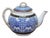 1880 Antique Old Worcester Porcelain Queens Royal Lily Blue & White Teapot 7" For Sale