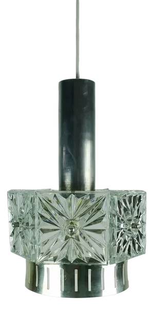 Mid-Century Hanging Lamp in Crystal Glass and Metal, 1960s