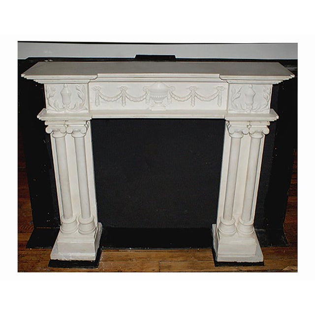 White Marble Fireplace Mantel - Georgian Style - 19th Century For Sale - Image 11 of 11