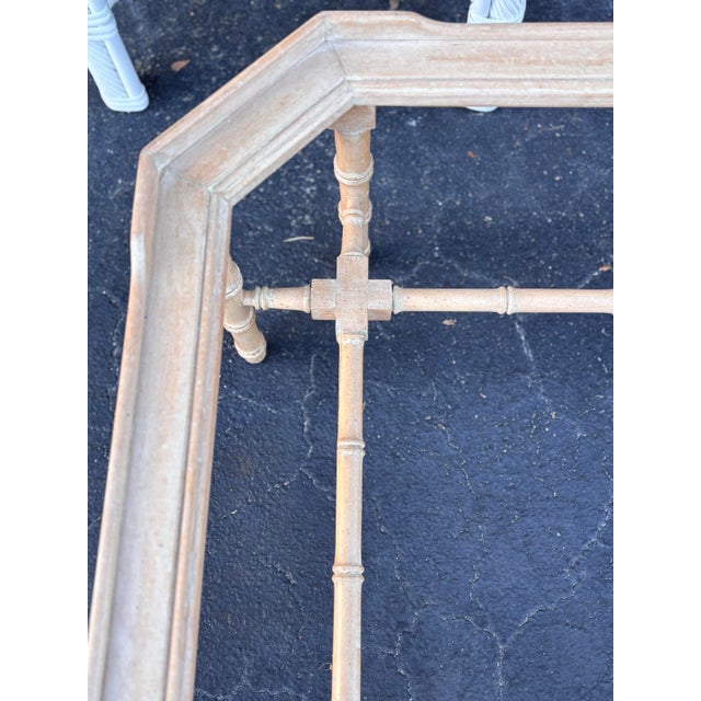 Contemporary Beautiful Vintage Mid-Century Faux Bamboo Coffee Table With Glass Top For Sale - Image 3 of 7