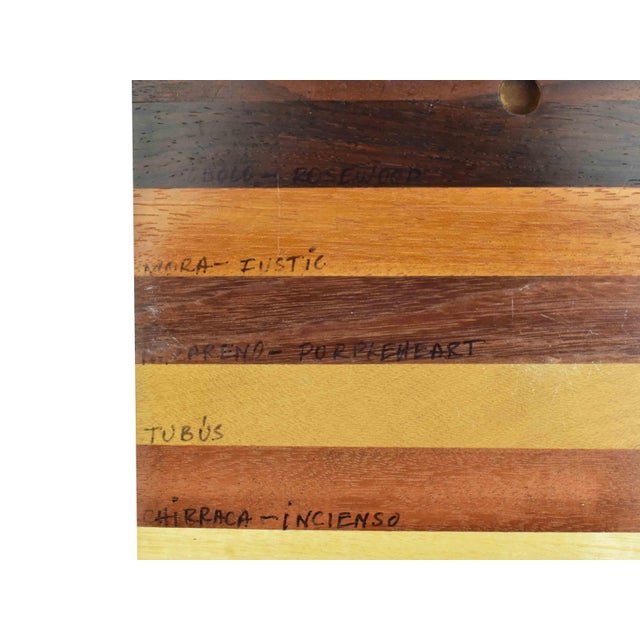 1994 Handmade Costa Rican Exotic Hardwood Sampler 14 Rare Woods Board Wall Art Signed For Sale - Image 10 of 12