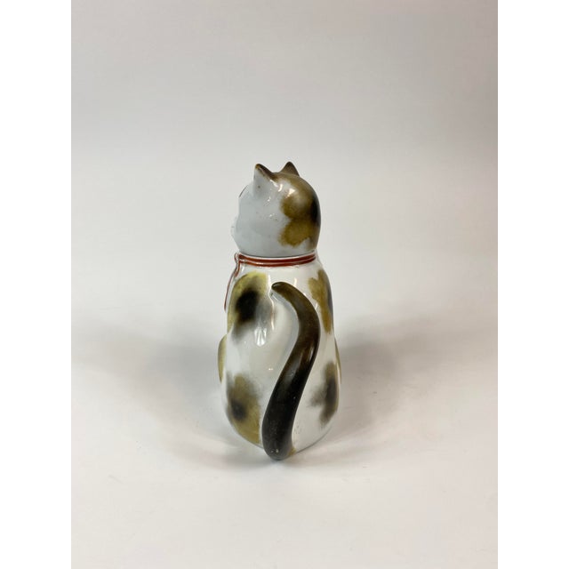 . 1920s Painted porcelain teapot of a cat and a carp