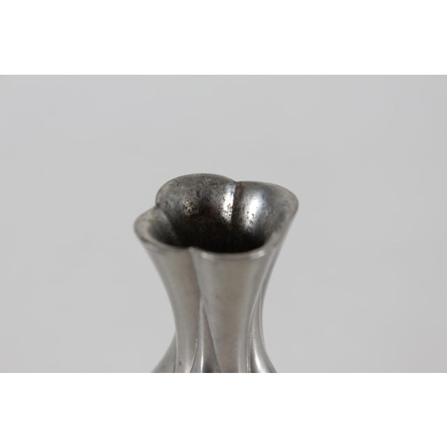 Metal Vintage Art Deco Decorative Vase in Polished Pewter by Just Andersen, 1960s For Sale - Image 7 of 11