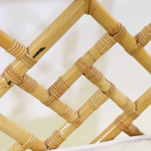 Woven Bamboo Sofa Bed with Double Pull-Out Mattress For Sale - Image 6 of 14